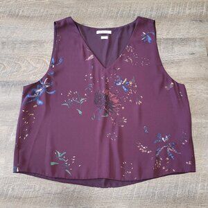 BABATON | Aritzia V-Neck Blouse Tank Top Floral Pattern | Sz. L